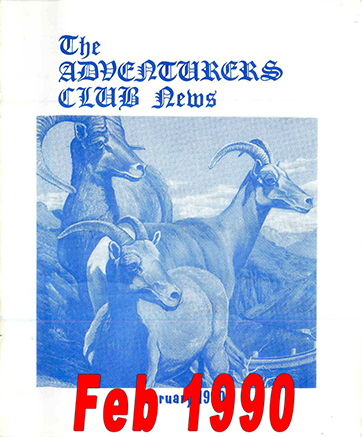 February 1990 Adventurers Club News Cover